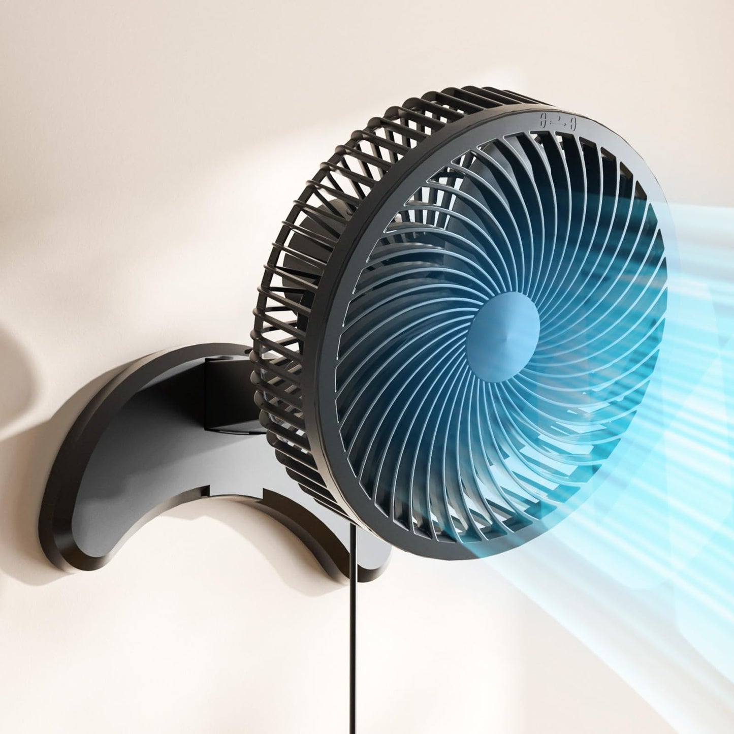 Koonie 8'' Wall Mount Fan, Quiet Small Fan with Timer, 8.2ft Wired Remote