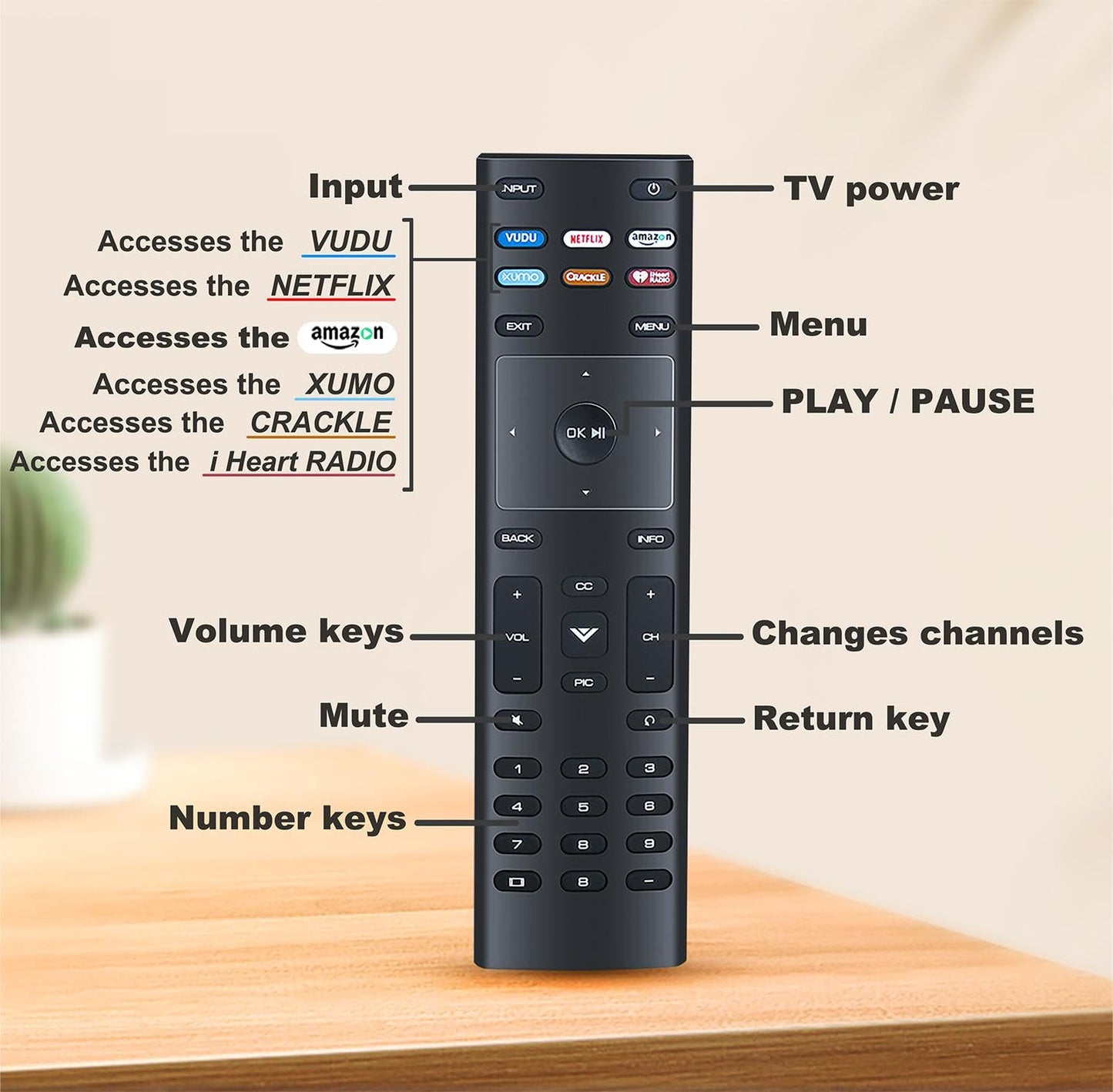 XRT136 Remote For Vizio TV - Effortless Control Various For Vizio TV Models D24f-F1 D32f-F1 D43f-F1 D50f-F1 E80-E3 M437-G0 M507-G1 M656-G4 PQ65-F1
