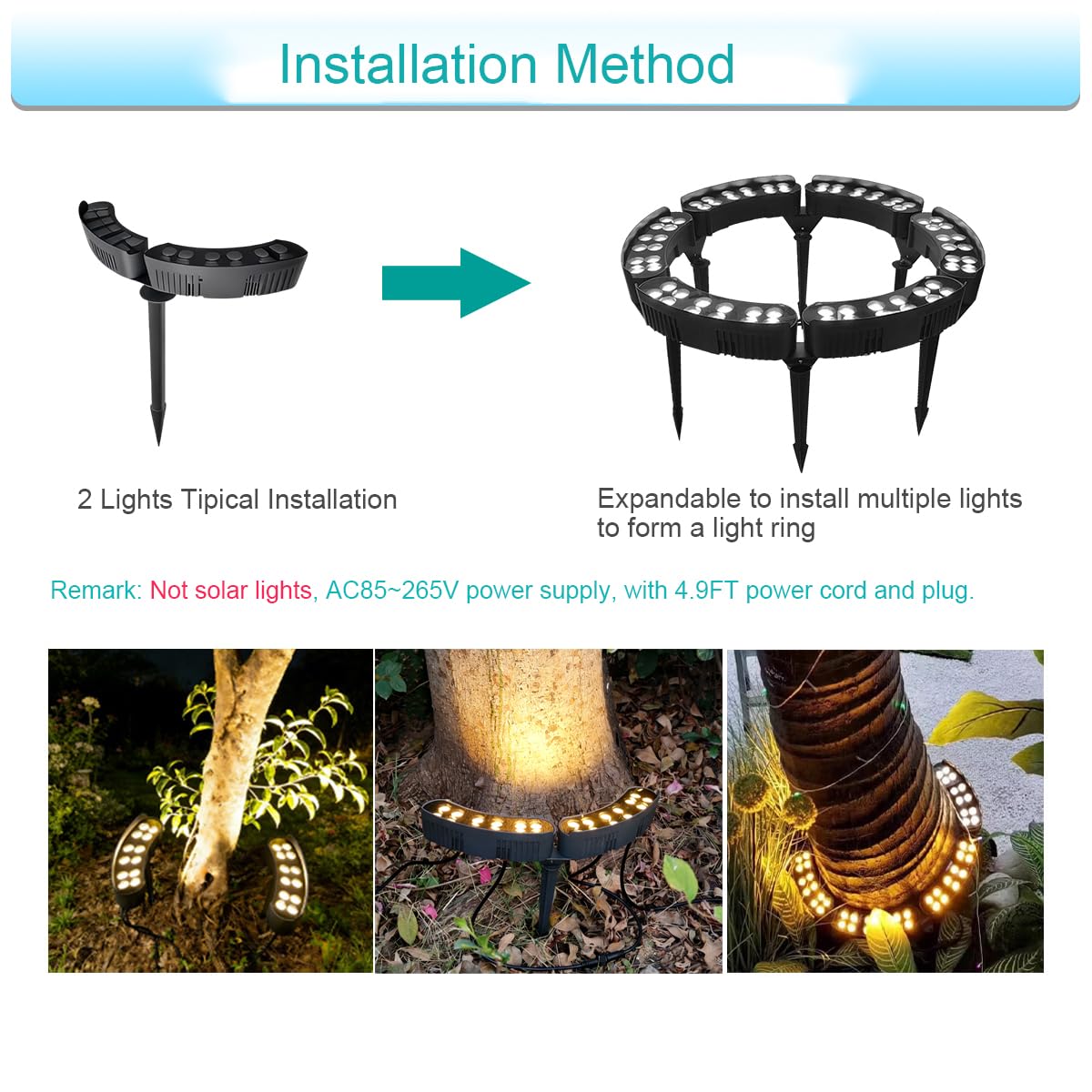 LZNIPW Outdoor Lights, 2 Pack Palm Tree LED Uplightings IP67 Waterproof Aluminum 3000K Warm White Landscape Spotlight for Yard Garden, AC85-265V (110V