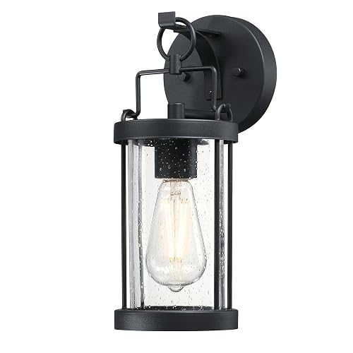 Westinghouse 6122500 Westcott Bay Traditional One Light Outdoor Wall Fixture, Textured Black Finish, Clear Seeded Glass