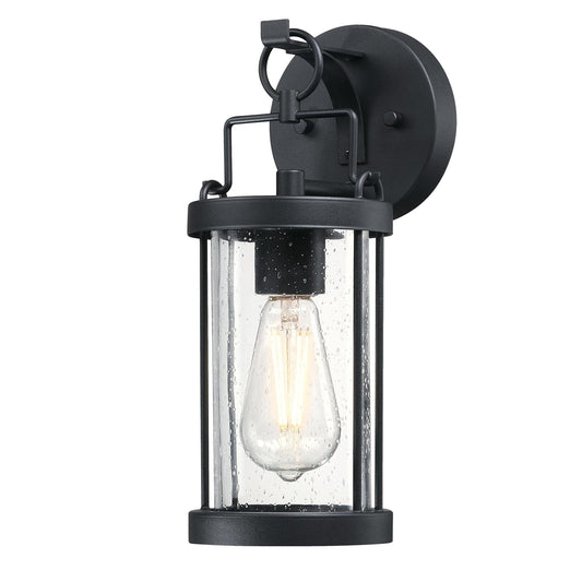 Westinghouse 6122500 Westcott Bay Traditional One Light Outdoor Wall Fixture, Textured Black Finish, Clear Seeded Glass