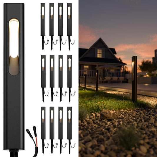 Sunco 12 Pack Gleam Low Voltage Garden Pathway Light, LED Outdoor Lights for Patio Landscape Path Lighting, 4W, 70 LM, 3000K Warm White, IP65 Wet