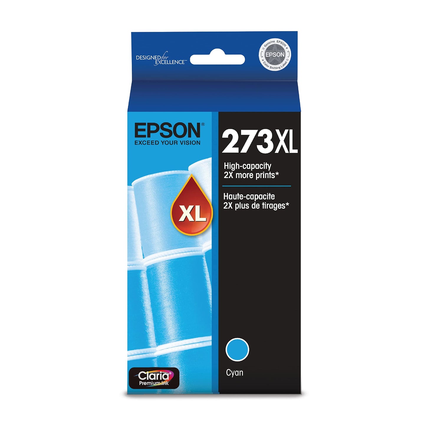 EPSON 273 Claria Ink High Capacity Cyan Cartridge (T273XL220-S) Works with Expression Premium XP-520, 600, 610, 620, 800, 810, 820