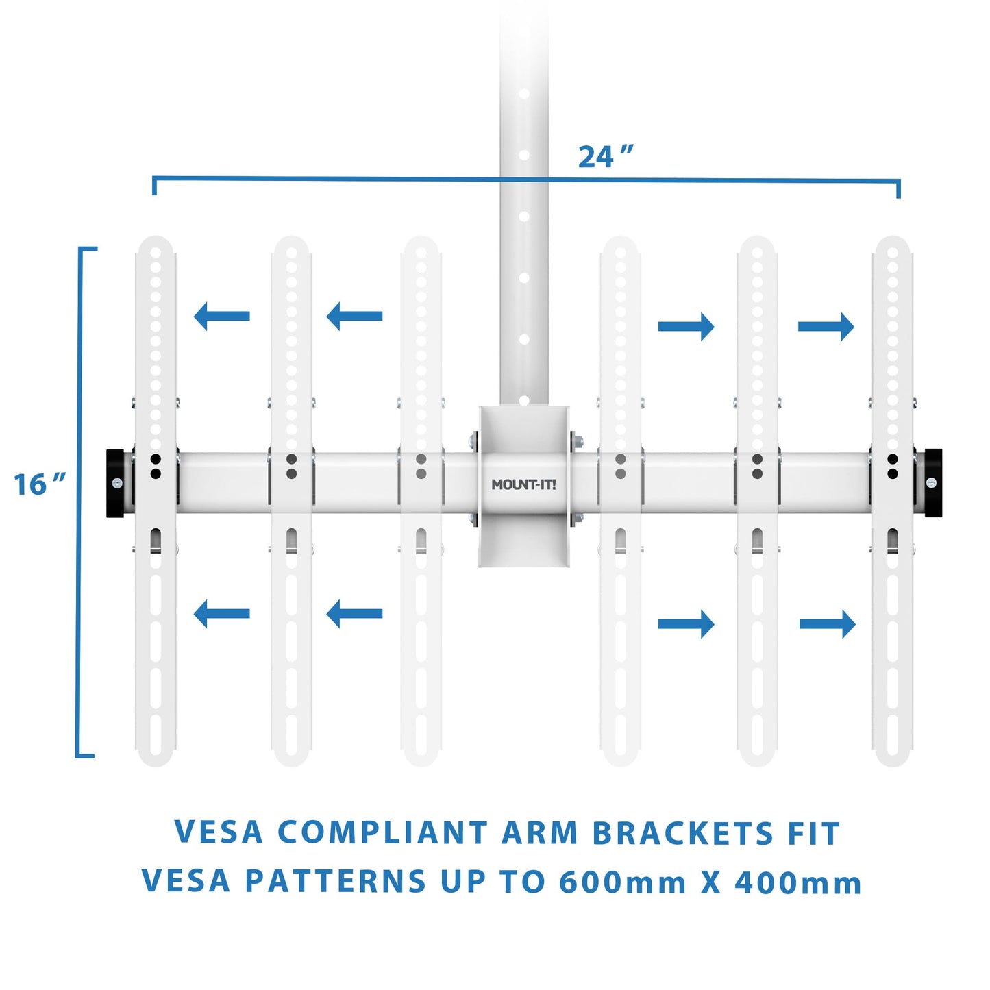 Mount-It Ceiling TV Mount Bracket, Fits 40 42 47 50 55 60 70 Inch Flat Panel Televisions, Adjustable Height Telescoping Tilt and Swivel, Mount