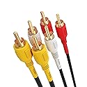 Cmple - 3 RCA Cable 50 Feet Composite Three RCA Male to Male Audio Video Cables A/V Gold Plated Triple Plug to Plug Cord for VHS/DVD Players, TVs