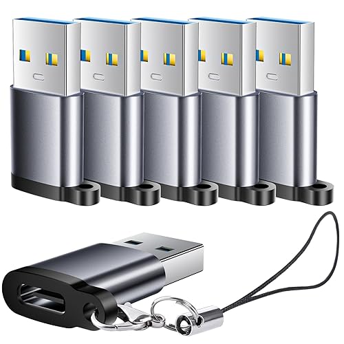 BaseNew USB C Female to USB Male Adapter-6 Pack,USB A Type C Adapter,USB Adapters,USB-C Cable Charger Converter for iPhone 17 16 15 13,MacBook…