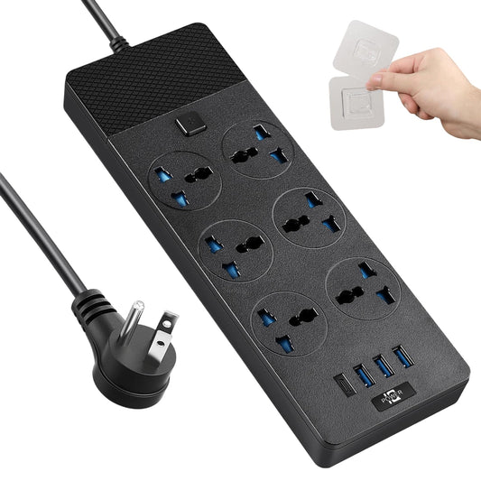 Universal Power Adapter, Jumpso 3000w Power Strip with 4 USB Ports (1 USB C), 6ft Extension Cord with International Outlets, 110-240v, European Travel