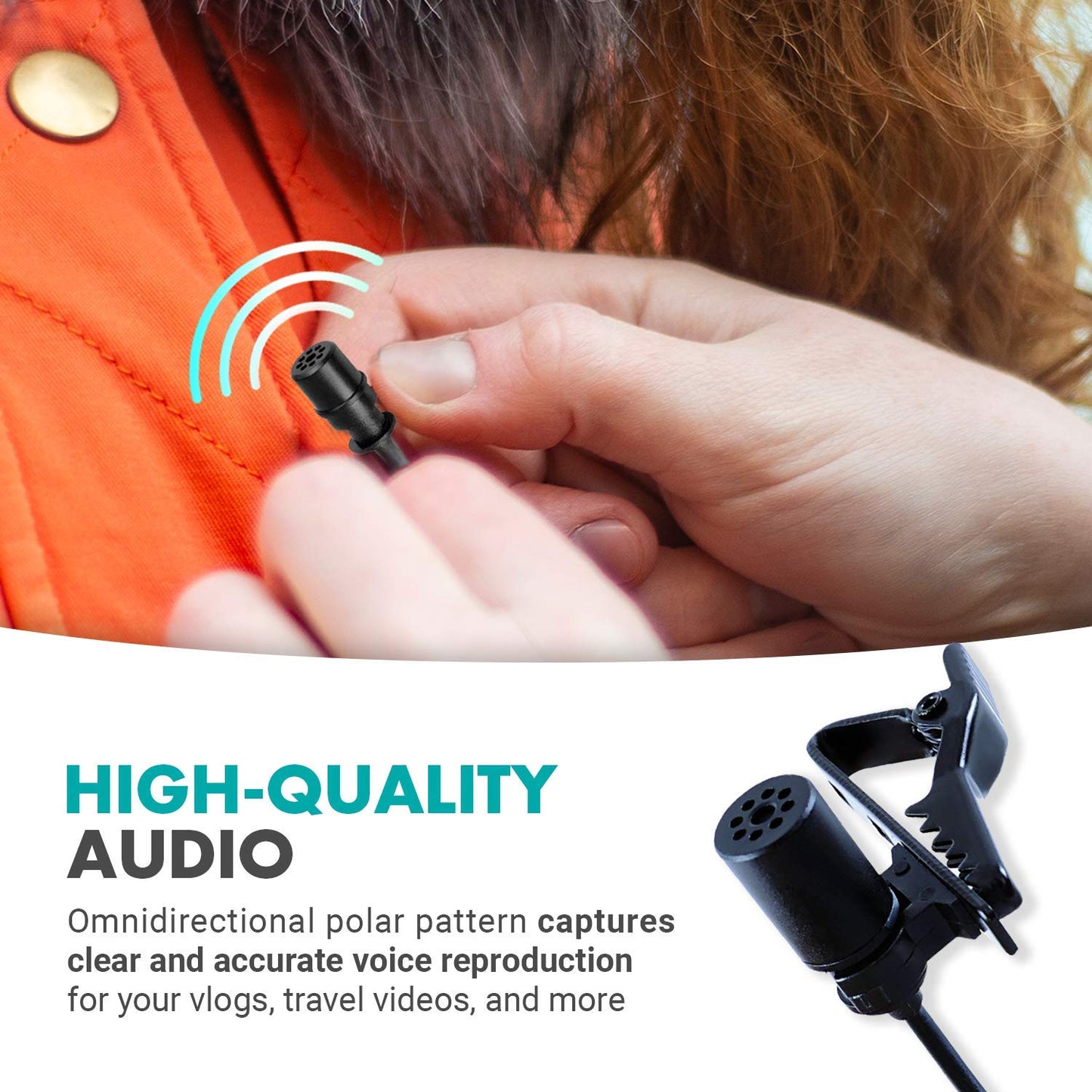 Movo LV1 Lavalier Lapel Clip on Microphone for Cameras, Camcorders and Smartphones Compatible with iPhone and Android Perfect Lav Mic for Filming