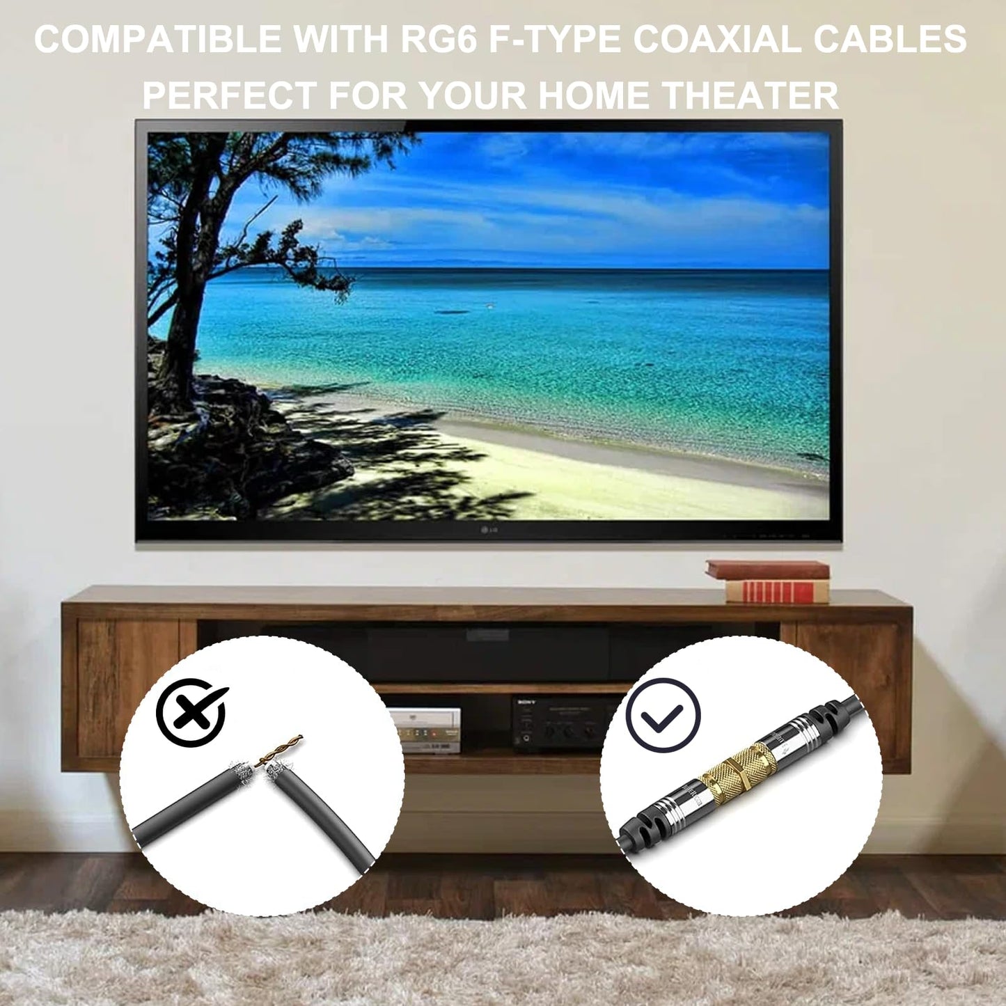 SQRUIHAO 6 Pack Coaxial Cable Connector, RG6 Coax Cable Extender F-Type Gold Plated Adapter Female to Female for TV Video, Antenna, Cable Modem