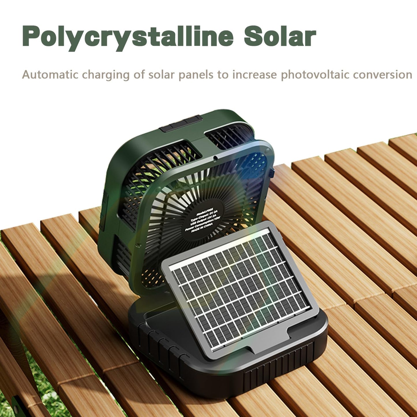 YUHANG Solar Powered Fan,Foldable Camping Fan,With Power Indicator/6h Timer/LED Ideal Table And For Tents,Homes And Outdoor Adventures,10000mAh