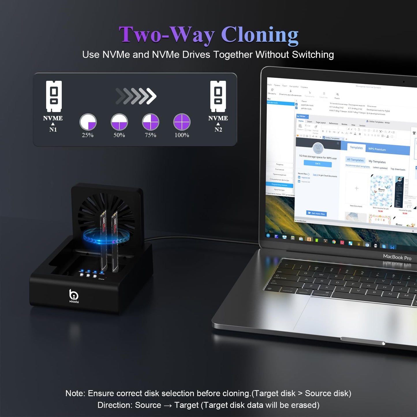 M.2 NVMe & SATA Hard Drive Docking Station, USB C 10Gbps Hard Drive cloner for M.2 PCIe NVMe + SATA 2.5”/3.5” HDD Converter, Offline Cloning