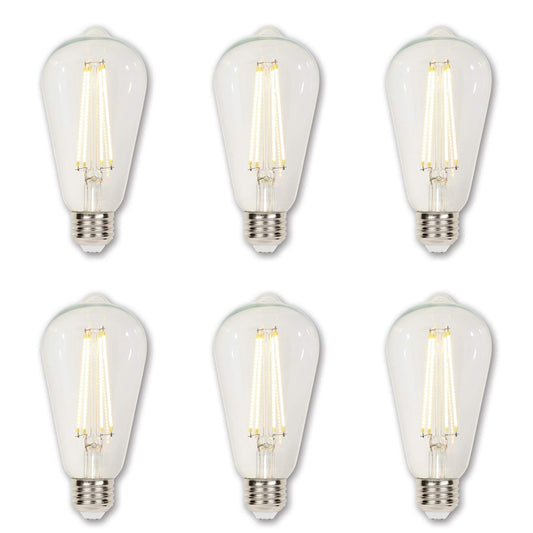 Westinghouse 4518320 6.5 Watt (60 Watt Equivalent) ST20 Dimmable Clear Filament LED Light Bulb, Medium Base, 6-Pack