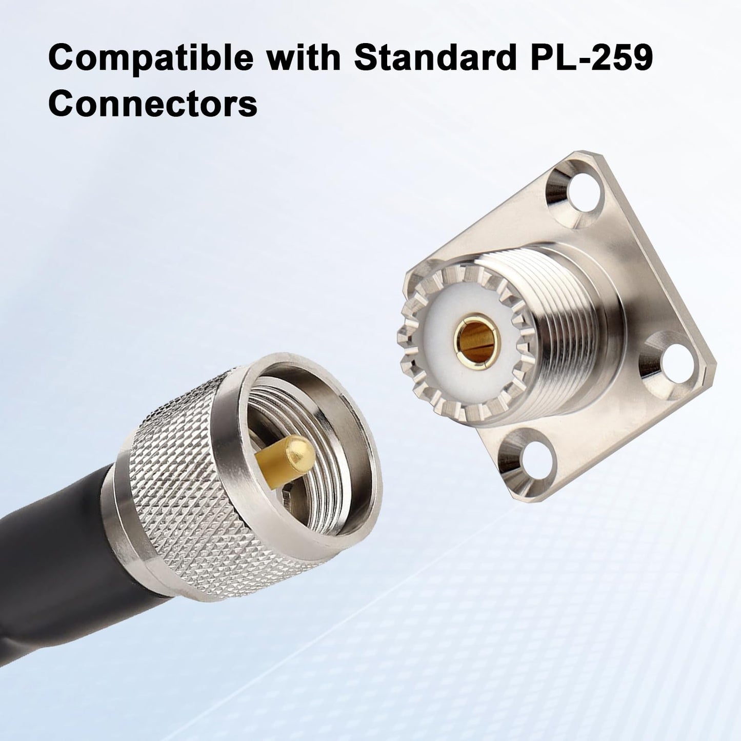 SO-239 UHF Female Chassis Mount Connector, 4-Hole Flange Panel Mount RF Coax Connector for Antenna, Ham Radio, CB Radio, RF Projects - Pack of 4