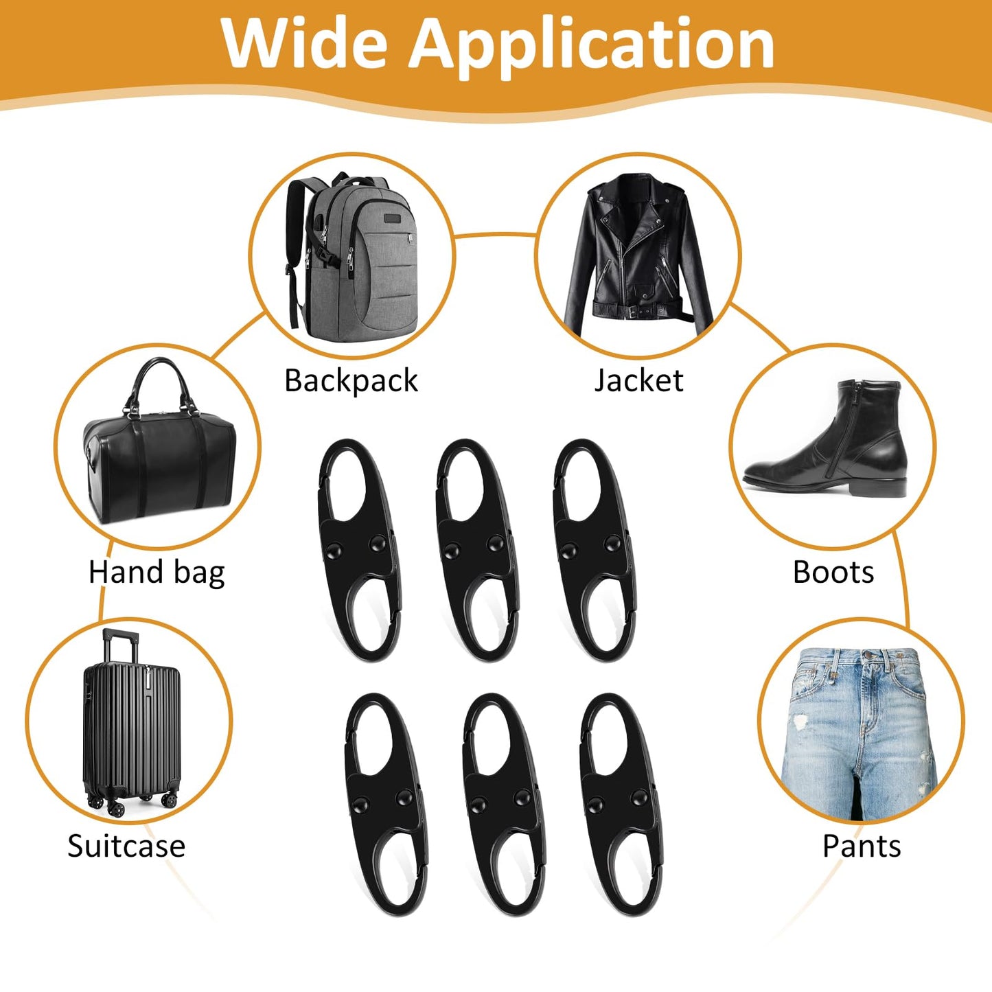 Phinus 21 PCS Anti-Theft S-Shaped Zipper Locks – Combo Clips for Luggage, Backpacks, Clothing, Boots, Purses & Outdoor Travel (Black)