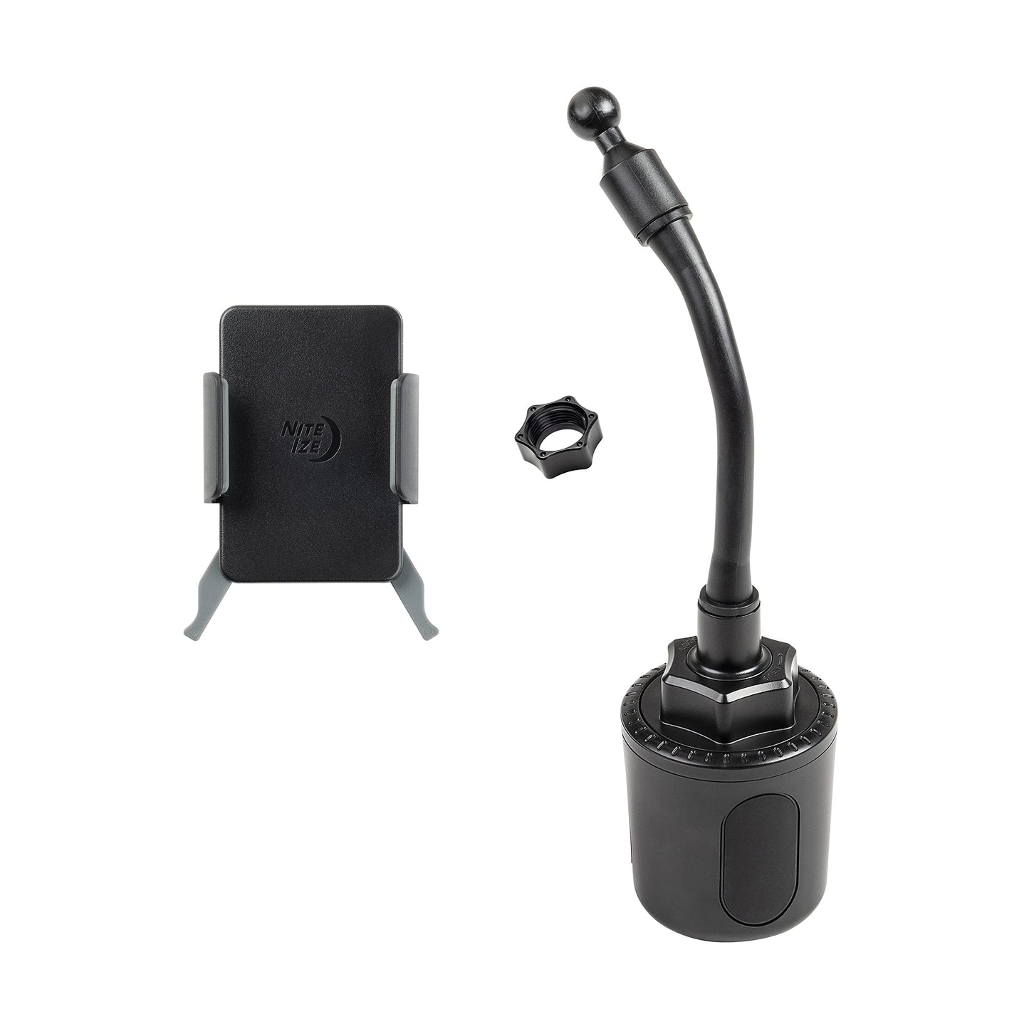 Nite IZE Squeeze Universal Cup Holder Mount - Universal Cell Phone Holder for Car Cup Holder - Sturdy Phone Accessories for Cars - Alternative to Car