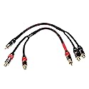 CDPMWVC 1ft RCA Y Splitter Cable 1 Male to 2 Female, Gold Plated Shielded Audio Cable for Subwoofer, Amplifier and Home Theater (2-Pack)