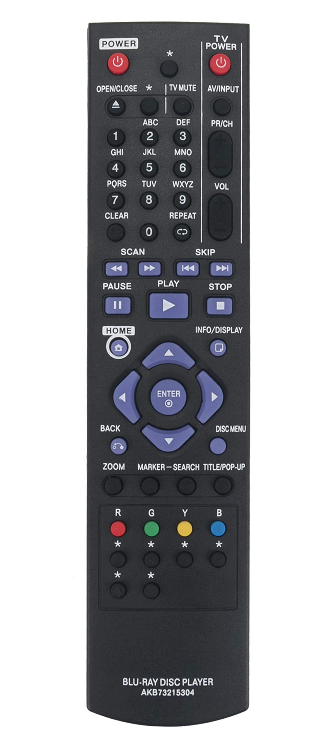 AKB73215304 Replaced Remote fit for LG Blu-ray Disc Player Bd640c Bd640 BD6451DN