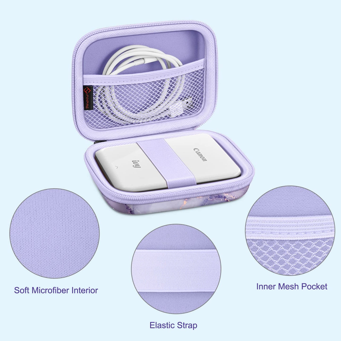 Fintie Protective Case for Canon Ivy 2 Mini, Canon Ivy CLIQ2 / CLIQ+2 Instant Camera Photo Printer - Shockproof Hard Shell Carrying Case, Lilac Marble