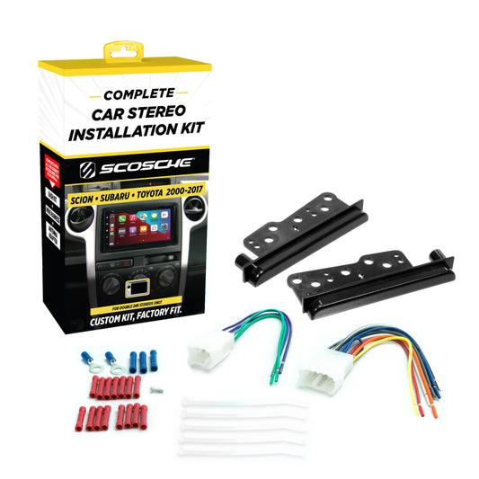 Scosche ICTA3BN Double DIN Radio Install Dash Kit and Harness Compatible with Select 2000-2017 Scion, Subaru and Toyota Vehicles - Complete Basic Car