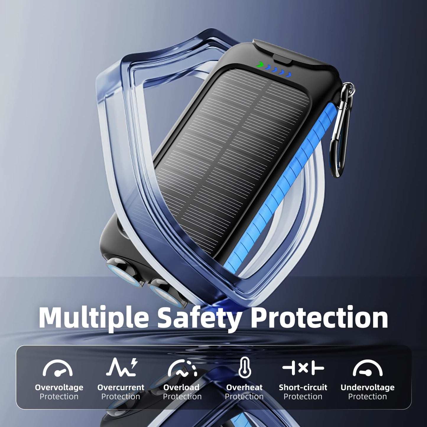 49800mAh Solar Charger Power Bank with USB-C Fast Charging & Dual USB Ports