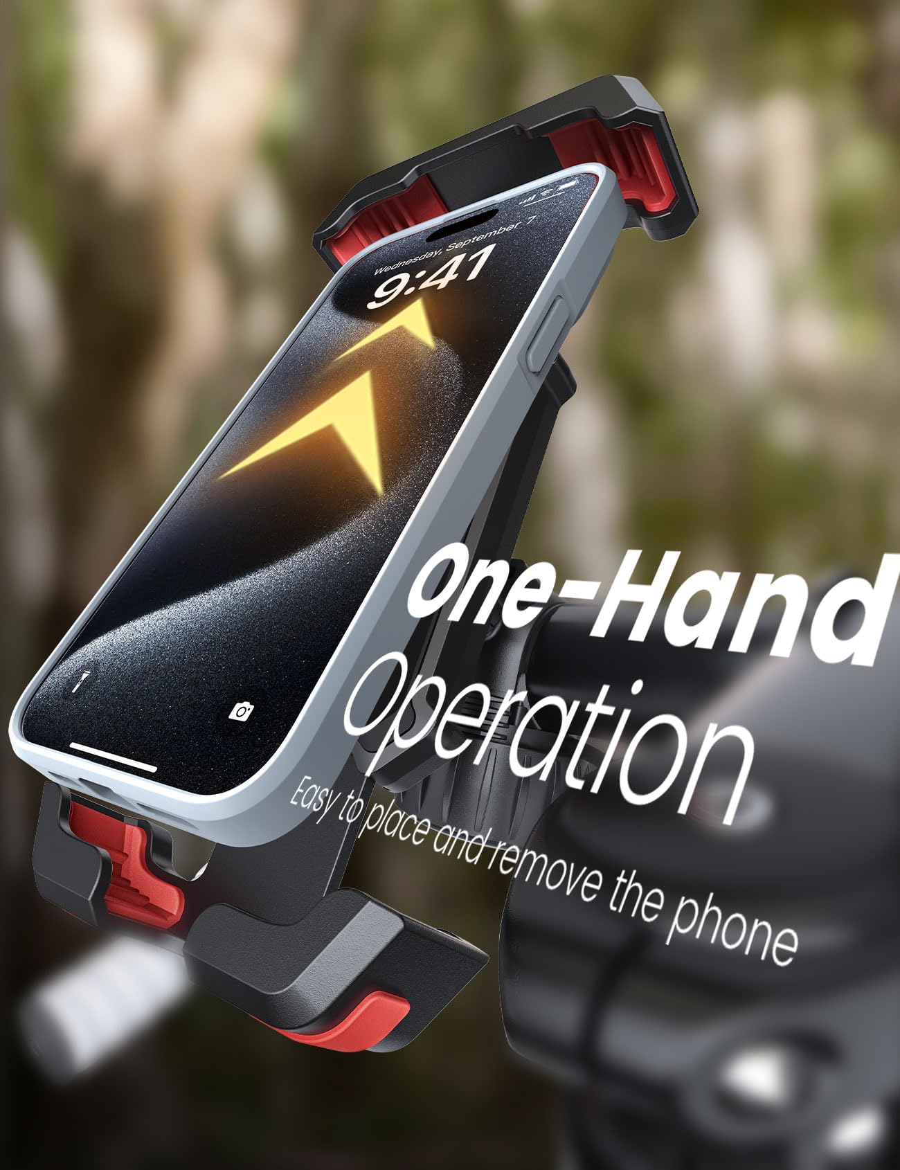 Pnitri 2025 New Upgraded Bike Phone Holder Handlebar - 1S Quick Install, Motorcycle Phone Mount, Bicycle Phone Holder fit Large Phone Case for iPhone