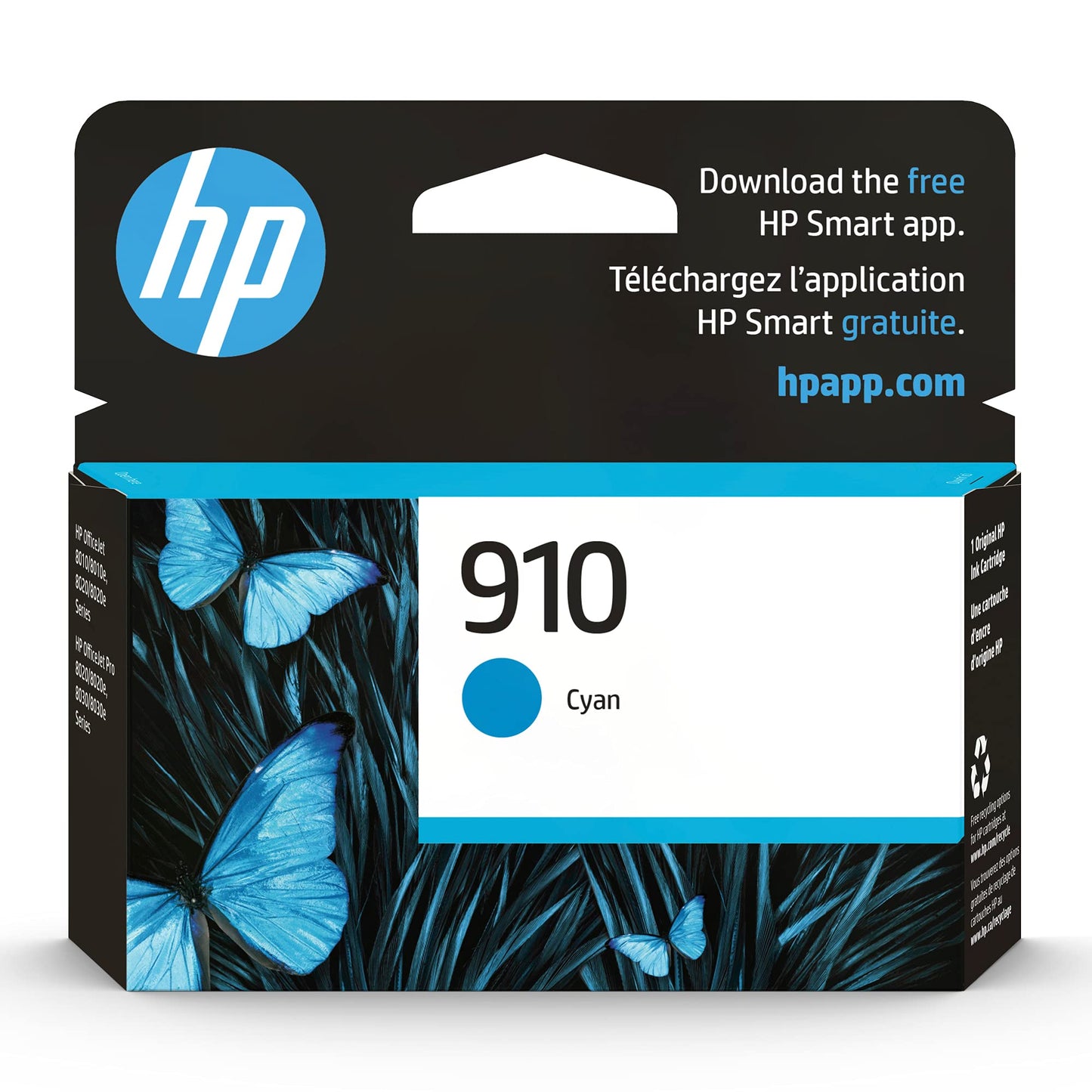 HP 910 Cyan Ink Cartridge | Works with OfficeJet 8010, 8020 Series, OfficeJet Pro 8020, 8030 Series | Eligible for Instant Ink | 3YL58AN