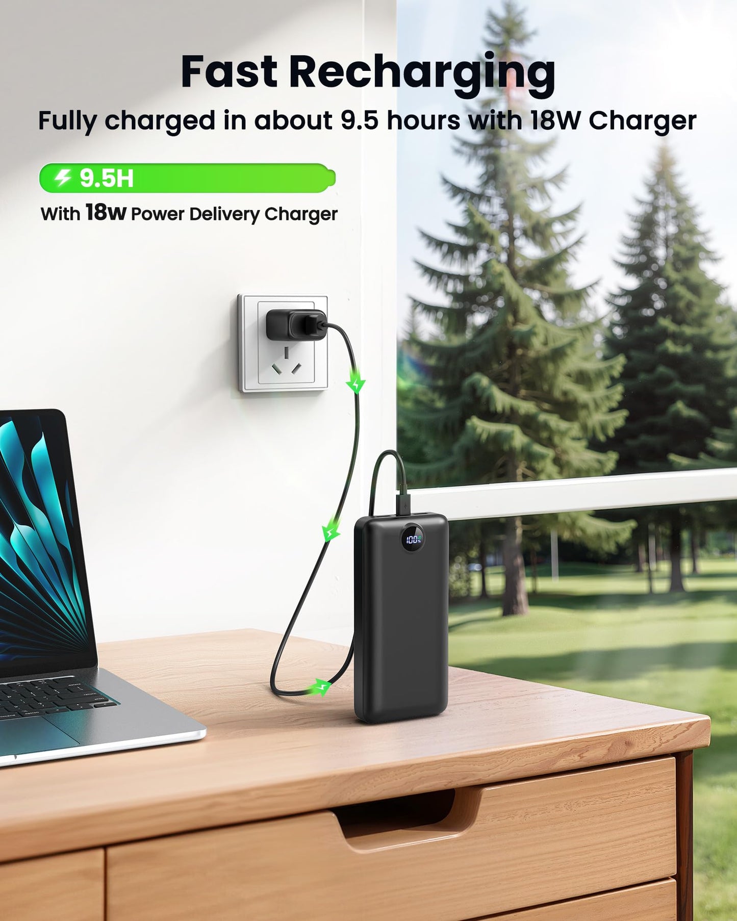 Portable Charger Power Bank 50000mAh 22.5W Fast Charging USB C Battery Bank External Battery Pack Digital Display Phone Charger with 3 Output & 2