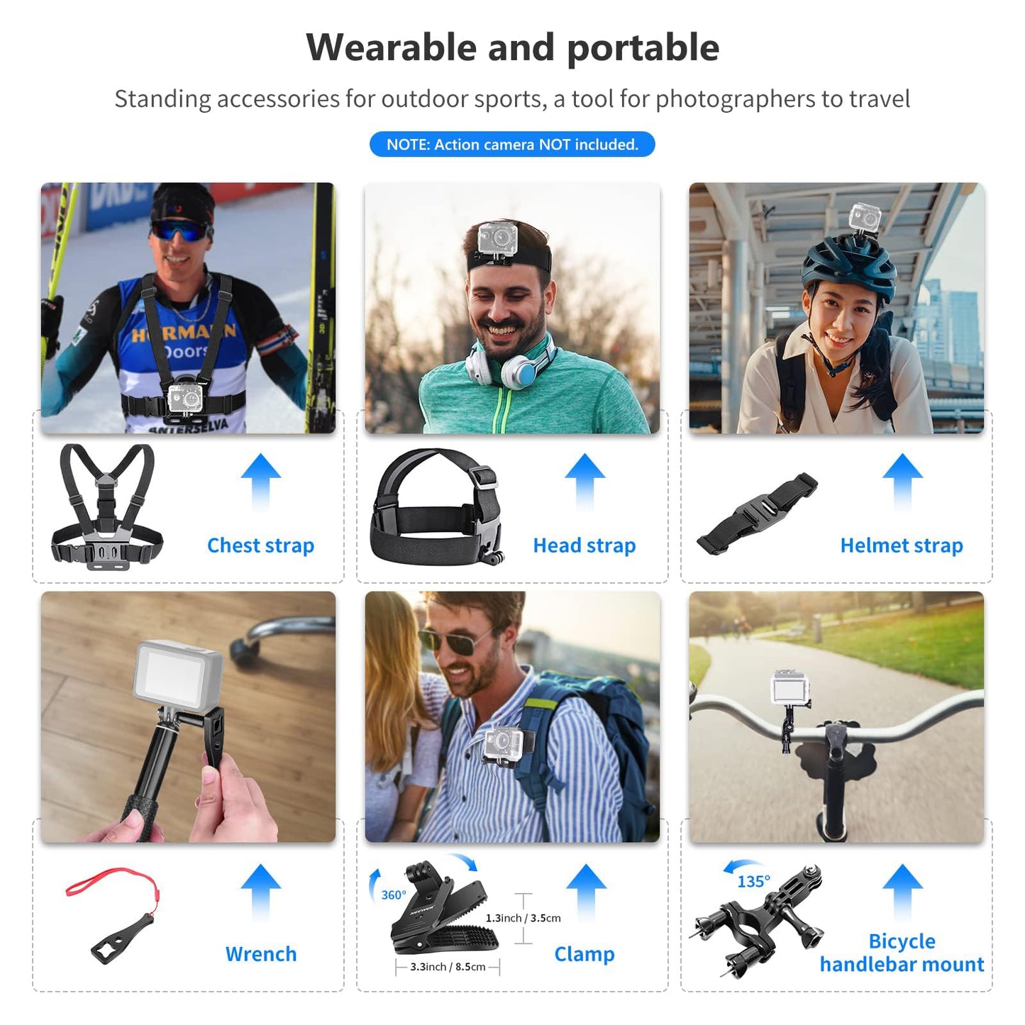 NEEWER 50 in 1 Action Camera Accessory Kit Compatible with GoPro Hero 12 11 10 9 DJI OSMO 4 3 2 Insta360 X3 X2 GO 3 SJCAM DBPOWER AKASO VicTsing