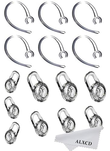 ALXCD Earbud Gel & Ear Hook for Plantronics, ALXCD 9 Pcs (Small/Medium/Large) Clear Replacement Eargel & 6 Pcs Clear Ear Hook, Fit for Plantronics