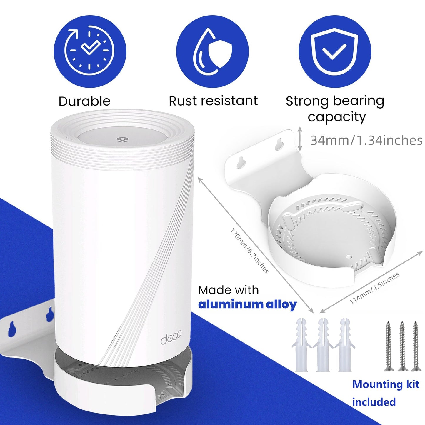 Bangcheer Wall Mount for TP-Link Deco BE63/ BE65/BE67/BE68/BE10000/BE11000/BE14000 Mesh Wi-Fi 7 System, Saving Space Aluminum Alloy Wall Hanging