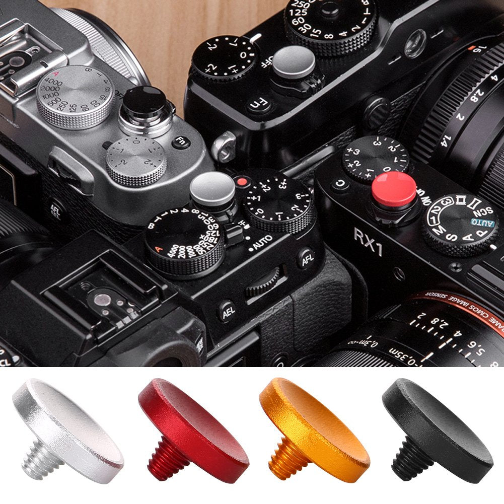 Junluck Camera Shutter Button, 4Pcs Shutter Release Button, Aluminum Alloy Concave Soft Shutter Button for Fuji-Film X100 X100S X-10 X20 X-E1 XT10