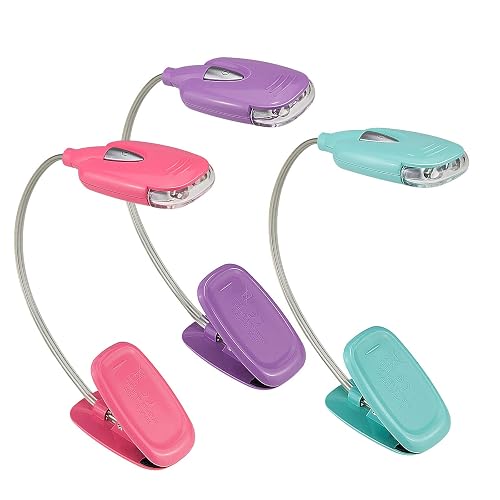 HONGUT Book Light for Kids Clip on Book Lights for Reading in Bed Book Lamp Portable LED Reading Light with 360° Flexible and 2 Brightness (3Pack Mini