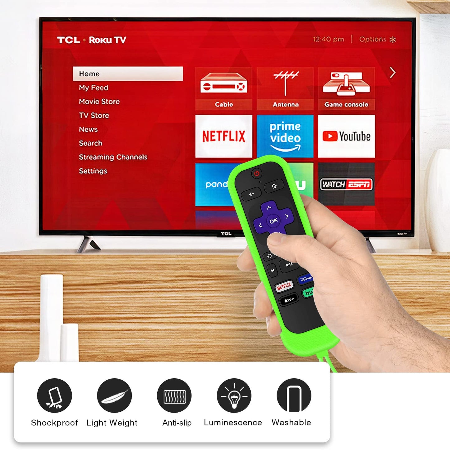 [3Pack] Climberer Remote Case Cover Compatible with TCL/Hisense roku TV |Sharp Roku TV | Roku Express 4K+?Glow in The Dark Makes it Easy to find
