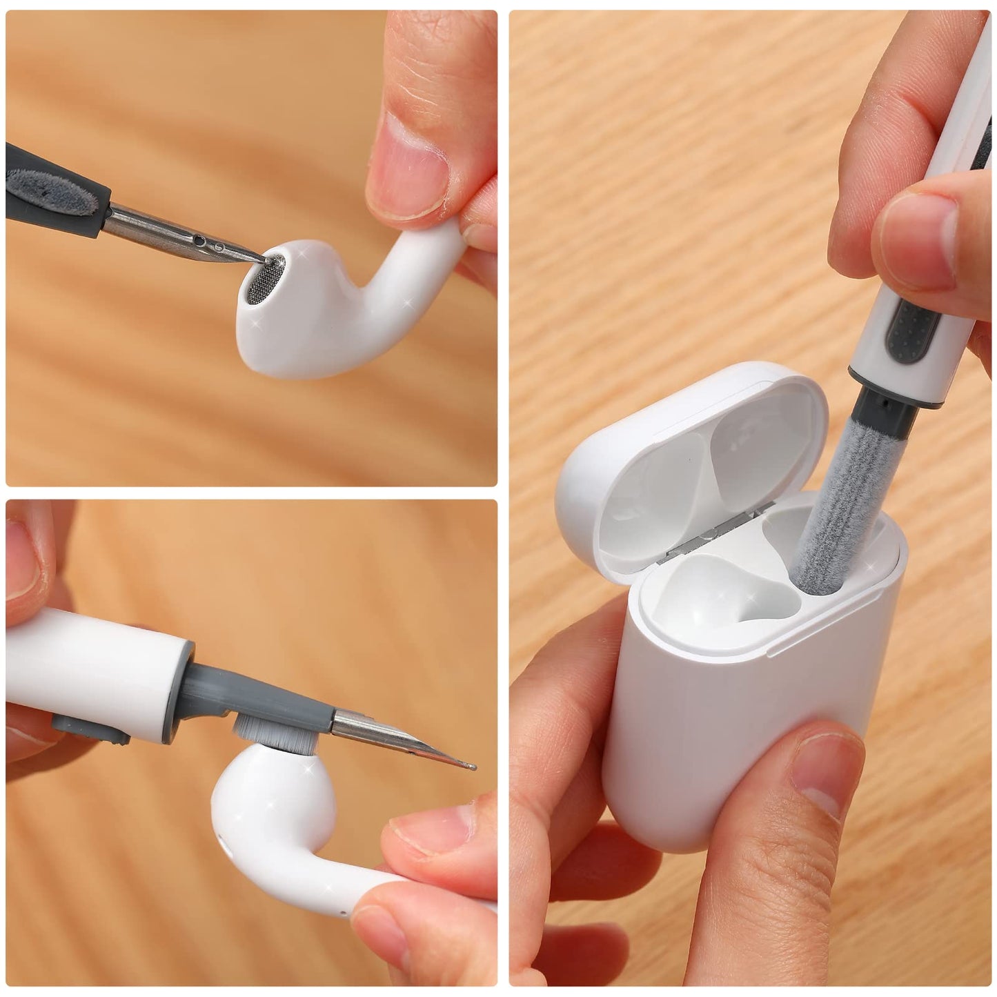 2Pcs Earbud Cleaning kit? Multi-Function Cleaning Pen with Soft Brush Flocking Sponge?Suitable for Bluetooth Headset, Charging Box, Mobile Phone