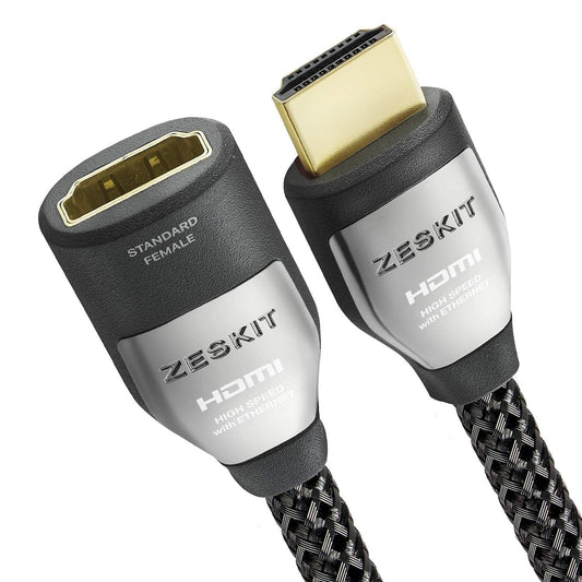 Zeskit Cinema Plus 4K 10ft Male to Female High Speed HDMI Extension Cable 22.28Gbps Compatible with 4K 60Hz Dolby Vision HDR ARC HDCP 2.2 Roku Fire TV