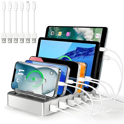 300W Fast Charging Station for Multiple Devices, 6 Port USB Charging Hub, Universal Desktop Charger Organizer Compatible with iPhone iPad Android