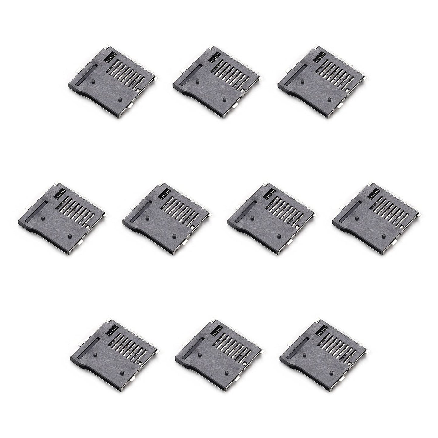 Fielect 10pcs TF Card Connector Holder Spring Loaded Push Type PCB Mount Connector 9 Pin