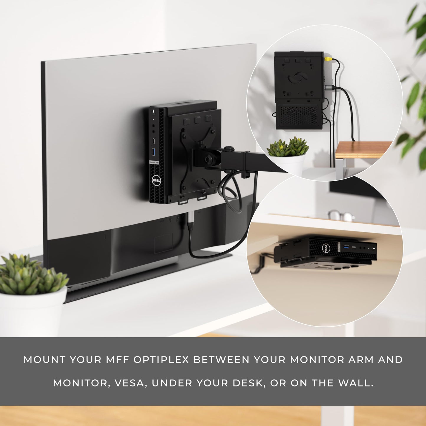 HumanCentric Dual VESA Mount Compatible with Dell OptiPlex Micro Mount, Supports VESA Dell Micro Mount Using Monitor Arm Wall Mount 100x100mm, Power
