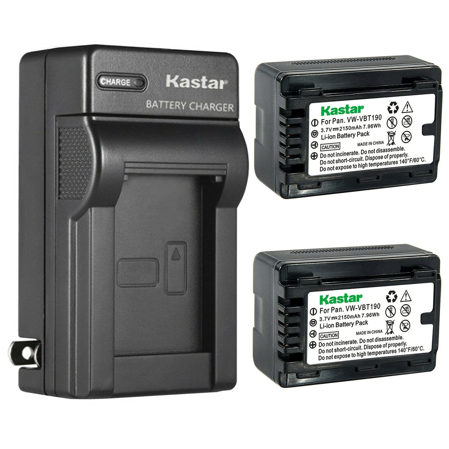 Kastar 2-Pack Battery and AC Wall Charger Replacement for Panasonic HC-V550M, HC-V550K, HC-V620M, HC-V710, HC-V720, HC-V720M, HC-V720GK, HC-V720MGK