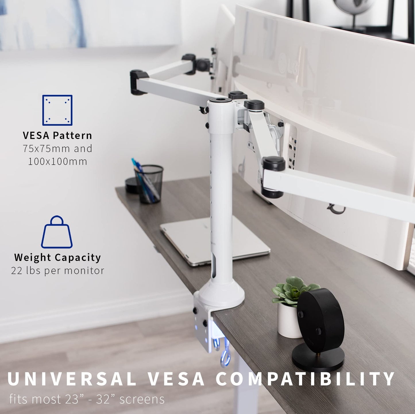 VIVO Triple Monitor 23 to 32 inch LED LCD Clamp-on Desk Mount, Heavy Duty Articulating VESA Computer Stand, Holds 3 Screens, Fully Adjustable for Home