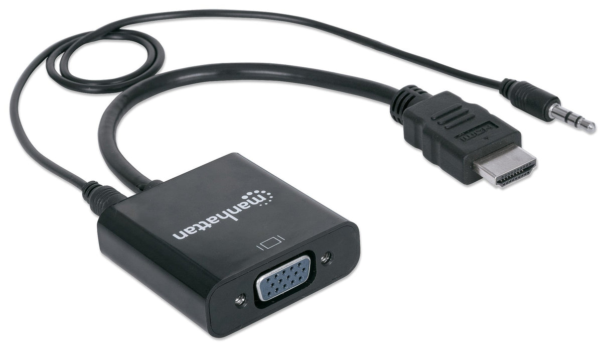 MANHATTAN HDMI to VGA Converter, Gold-Plated, Audio, Micro-USB Power