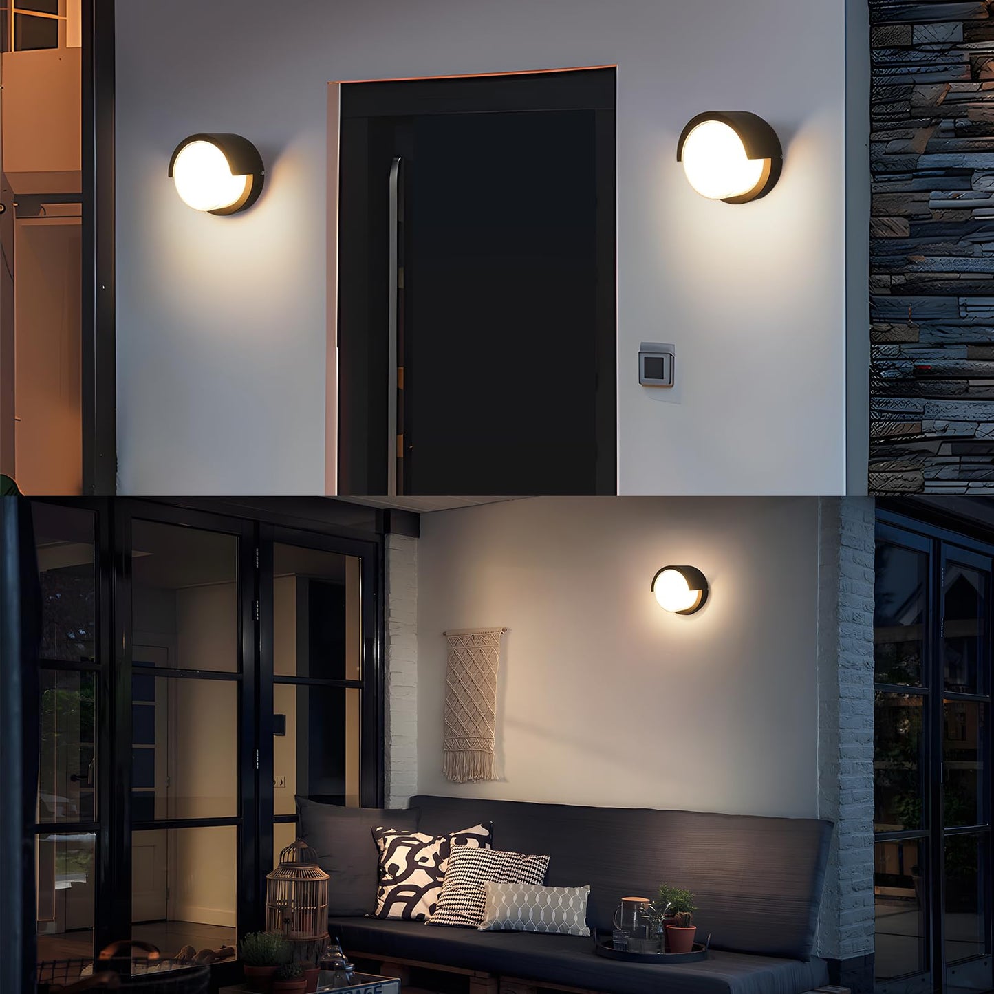 Aiwewin Round Outdoor Sconce Lights, Low Profile Outdoor Porch Lighting, Modern Light Fixtures, 12W 3200K for Patio, Deck(6 Inch)