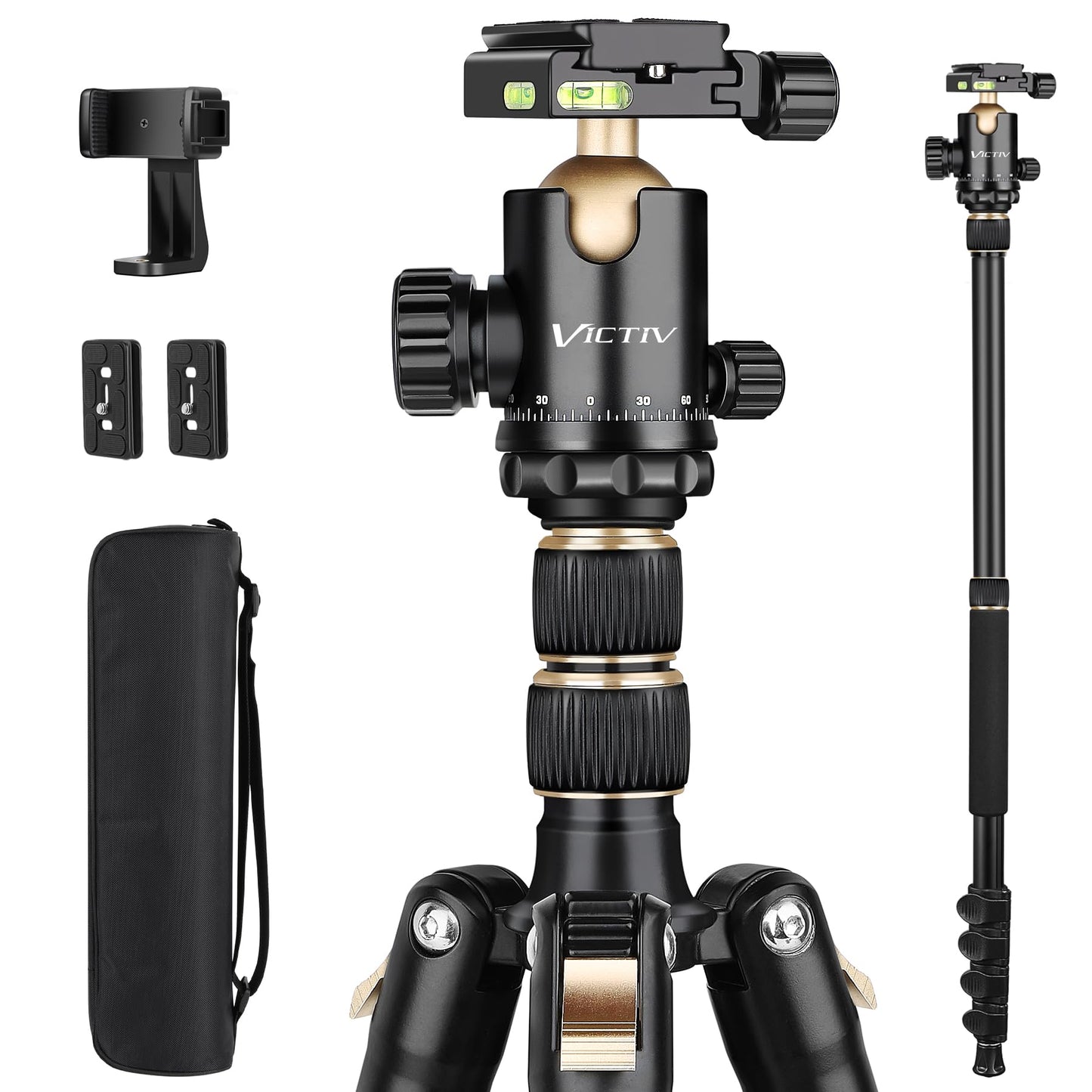 Professional DSLR Tripod for Photography - Tall, Lightweight & Heavy Duty - Spotting Scopes, Telescope & Binoculars - Compact Complete Tripod Unit