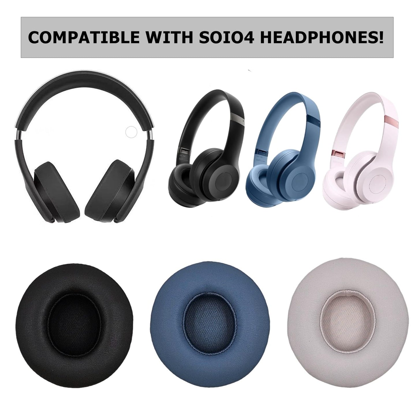 Replacement Earpads for Beats Solo 4 Headphones, Ear Pads Cover Cushions for Solo4 On-Ear Headsets by Dr. Dre 1 Pair (Pink)
