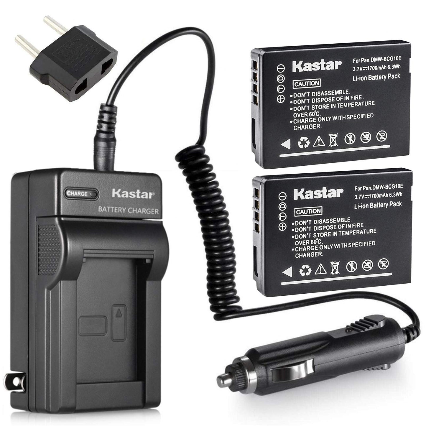 Kastar Battery (X2) & AC Travel Charger for Leica BP-DC7, BP-DC7-E, BP-DC7-U, BP-DC-U, BP-DC and Leica V-Lux 20, V-Lux 30, V-Lux 40 Digital Cameras