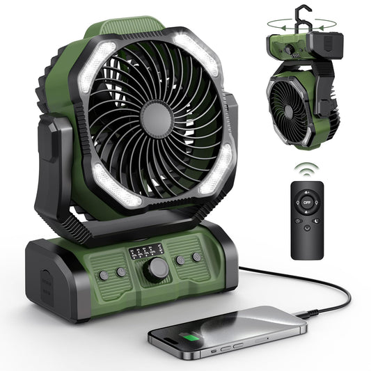 Portable Rechargeable Camping Fan 20000mAh Cordless Battery Powered Fans
