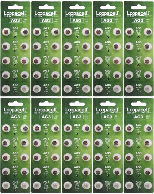 LOOPACELL 100 Pack AG3 LR41 392 SR41SW 384 192 V384 V392 D384 D392 280-13 Alkaline Button Cell Battery
