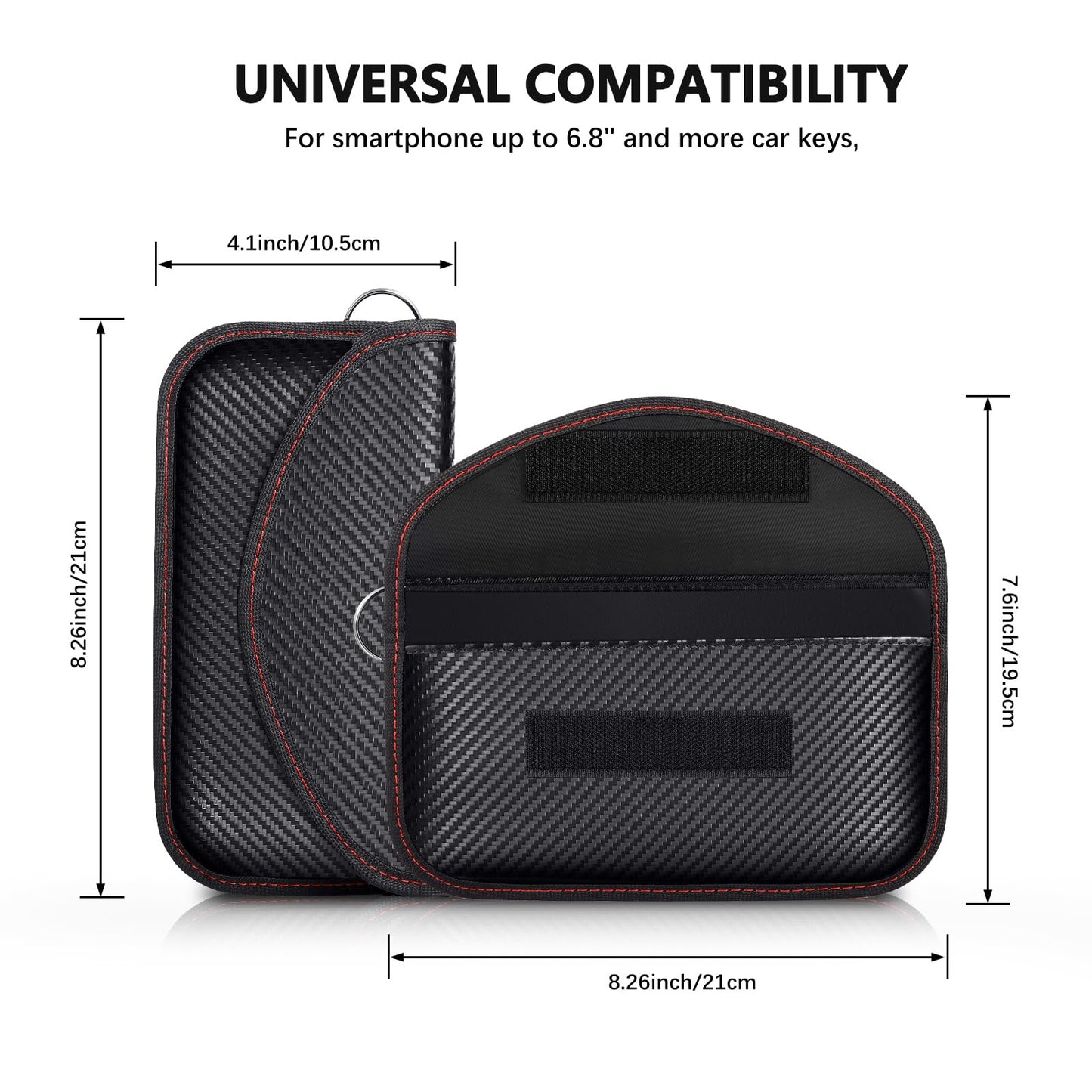 Faraday Bags for Phones & Car Keys, 2 Pack Signal Blocking Pouch - Anti-Theft RFID/GPS/Bluetooth/WiFi/5G Shielding Case, Waterproof Carbon Fiber