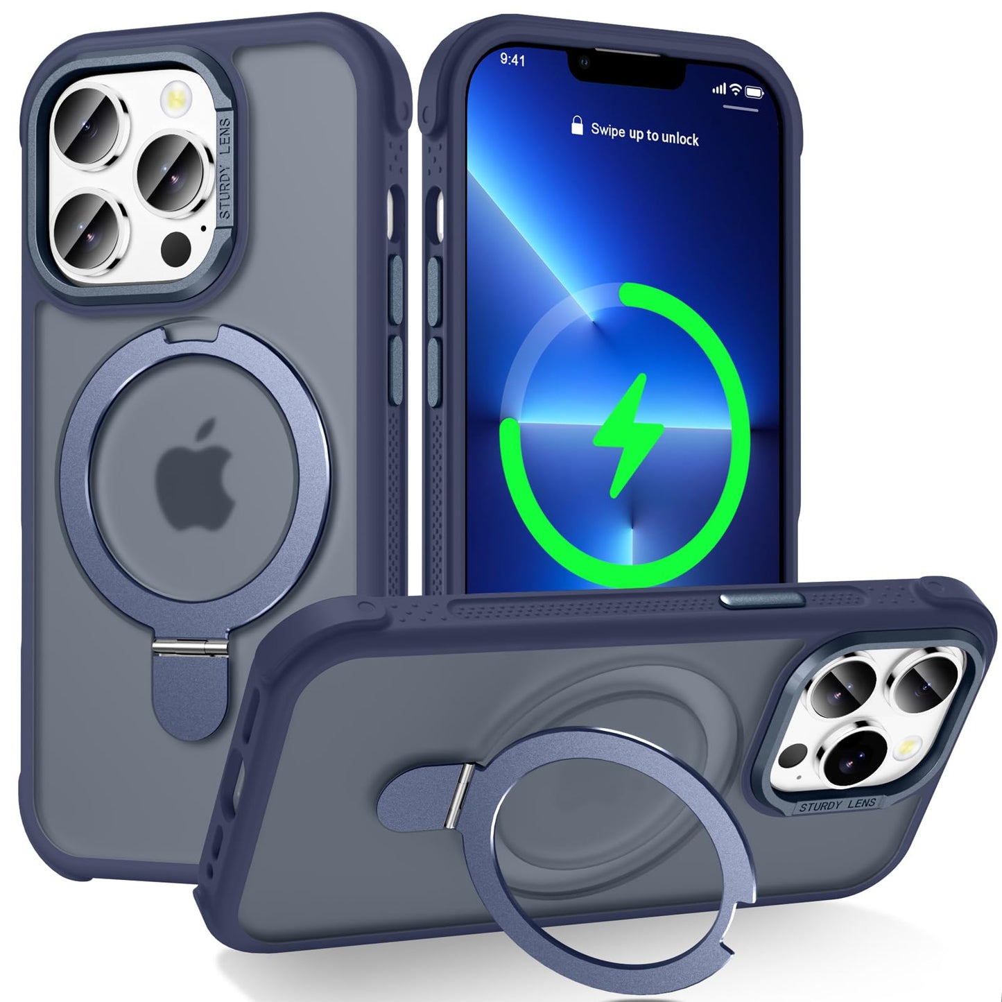 Lufanbis Designed for iPhone 13 Pro Case with Magnetic Stand, [Certified Drop Protection][Great Grip Feeling] Matte Translucent Back Slim Shockproof