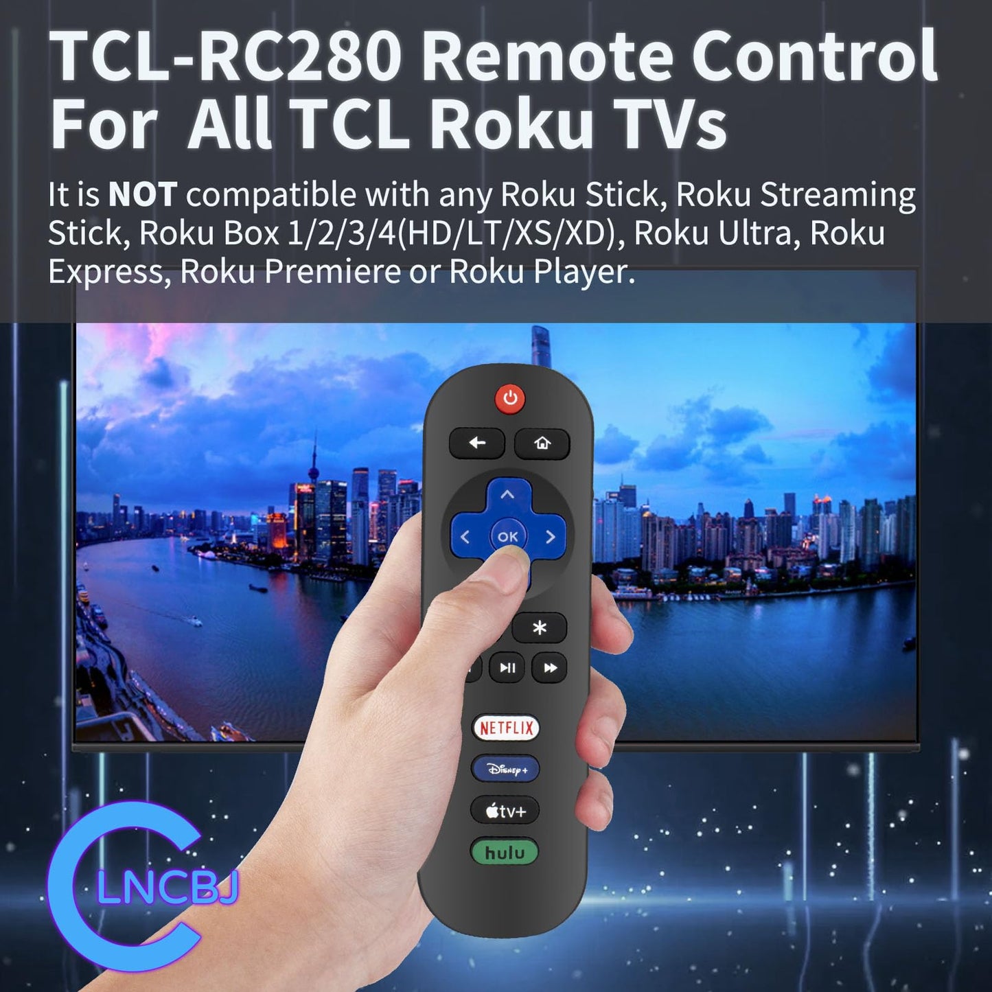 RC280 Remote Control for TCL TV Remote Replacement, No Programming Needed, Easy Install. Replacement Remote for TCL TV Models 55S21 65S451 43S451